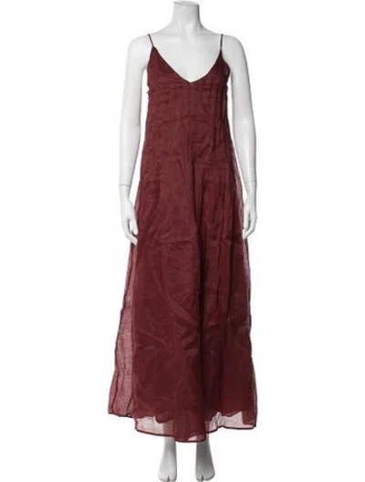 Pre-owned Dissh V-neck Long Dress In Red