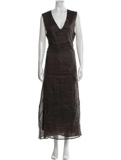 Pre-owned Dissh V-neck Long Dress W/ Tags In Brown