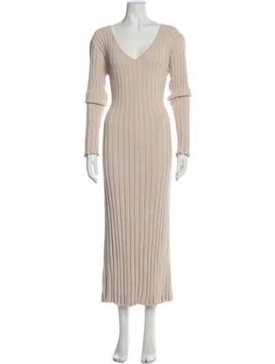 Pre-owned Dissh V-neck Long Dress W/ Tags In Neutral