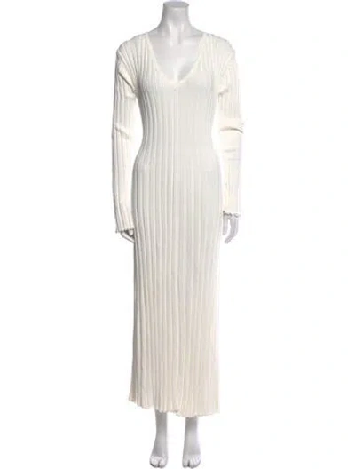 Pre-owned Dissh V-neck Long Dress In White
