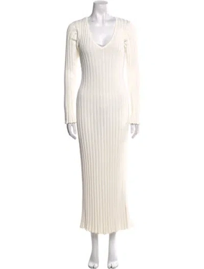 Pre-owned Dissh V-neck Long Dress In White