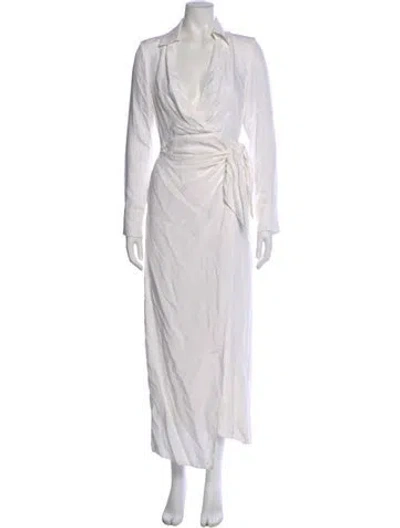 Pre-owned Dissh V-neck Long Dress In White