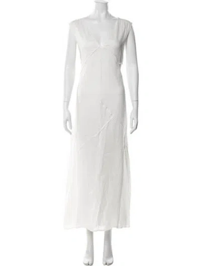 Pre-owned Dissh V-neck Long Dress In White