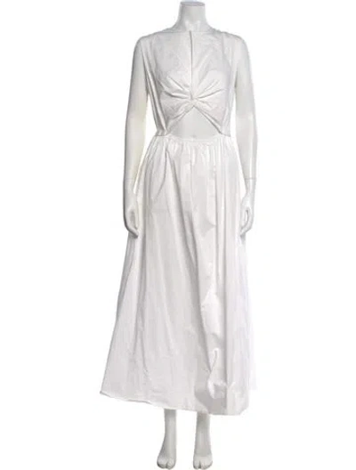 Pre-owned Dissh V-neck Long Dress In White