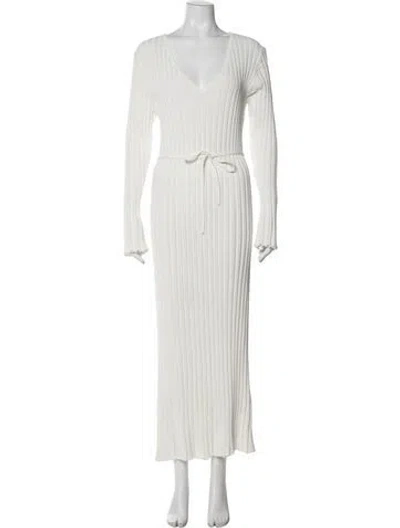 Pre-owned Dissh V-neck Long Dress In White