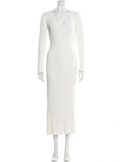 Pre-owned Dissh V-neck Long Dress In White