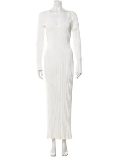 Pre-owned Dissh V-neck Long Dress In White