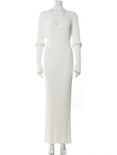 Pre-owned Dissh V-neck Long Dress In White