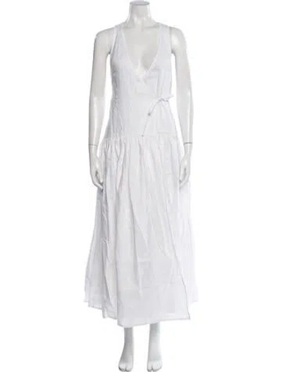 Pre-owned Dissh V-neck Long Dress In White