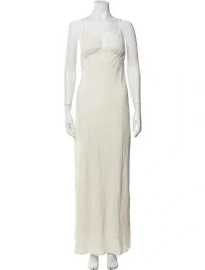 Pre-owned Dissh V-neck Long Dress In White
