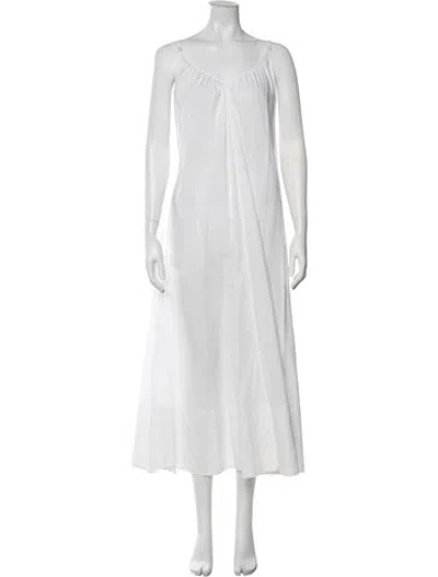 Pre-owned Dissh V-neck Long Dress In White