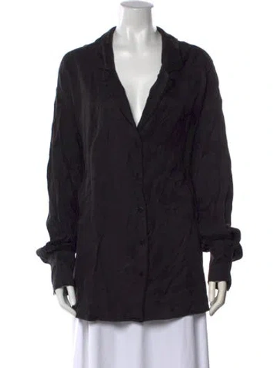 Pre-owned Dissh V-neck Long Sleeve Button-up Top W/ Tags In Black