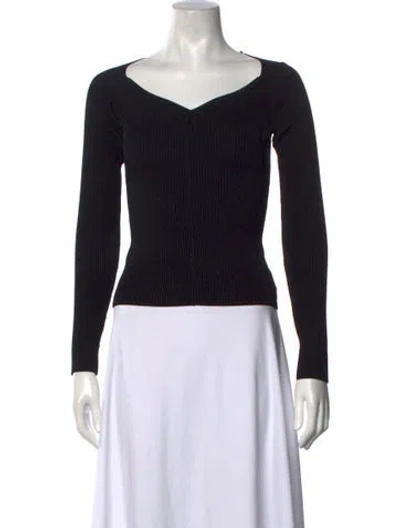 Pre-owned Dissh V-neck Long Sleeve Top In Black
