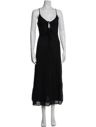 Pre-owned Dissh V-neck Midi Length Dress In Black