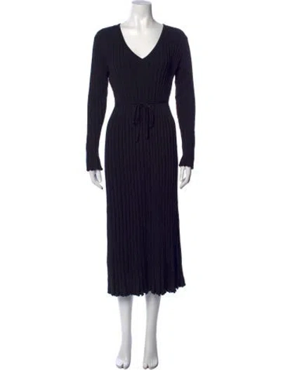 Pre-owned Dissh V-neck Midi Length Dress In Black