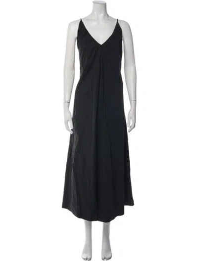 Pre-owned Dissh V-neck Midi Length Dress In Black