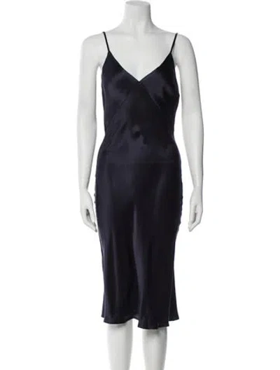 Pre-owned Dissh V-neck Midi Length Dress In Blue