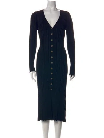 Pre-owned Dissh V-neck Midi Length Dress In Blue