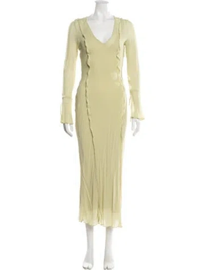 Pre-owned Dissh V-neck Midi Length Dress In Green