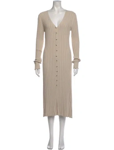 Pre-owned Dissh V-neck Midi Length Dress In Neutral