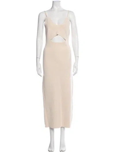 Pre-owned Dissh V-neck Midi Length Dress In Neutral