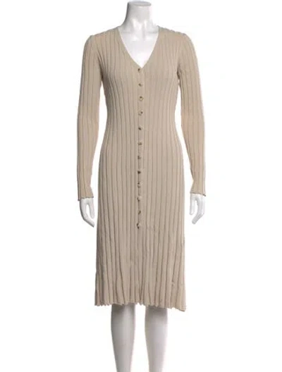Pre-owned Dissh V-neck Midi Length Dress In Neutral