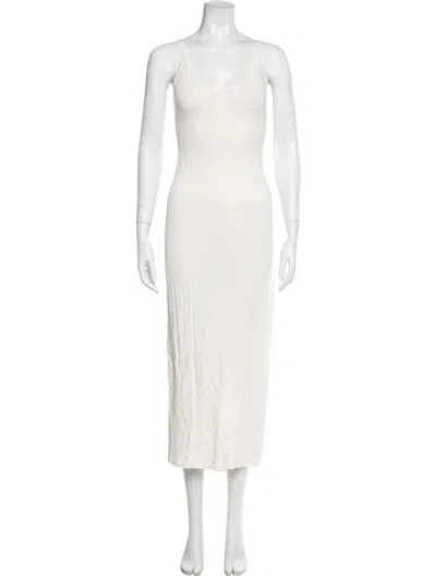 Pre-owned Dissh V-neck Midi Length Dress In Neutral