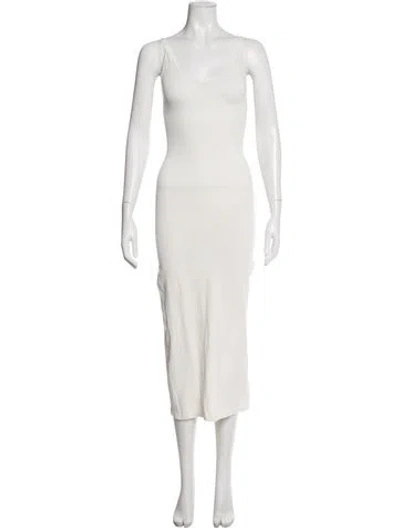 Pre-owned Dissh V-neck Midi Length Dress In Neutral