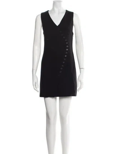 Pre-owned Dissh V-neck Mini Dress In Black