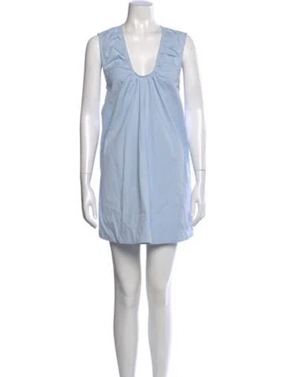 Pre-owned Dissh V-neck Mini Dress In Blue