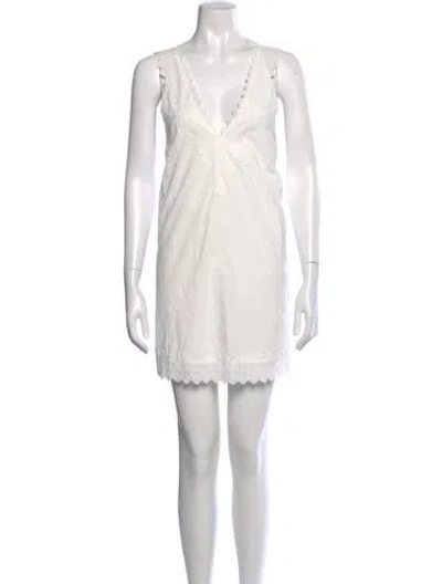 Pre-owned Dissh V-neck Mini Dress In White