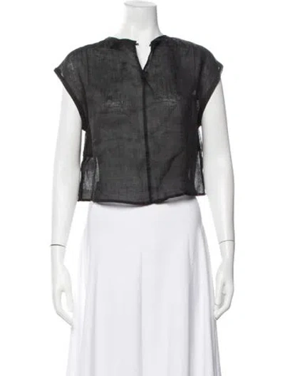 Pre-owned Dissh V-neck Short Sleeve Top In Black