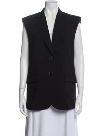 Pre-owned Dissh V-neck Sleeveless Button-up Top In Black