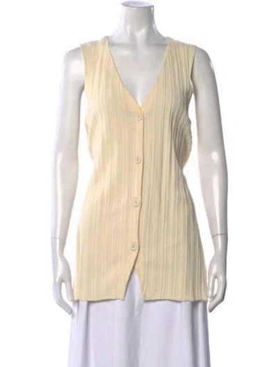Pre-owned Dissh V-neck Sleeveless Button-up Top W/ Tags In Neutrals