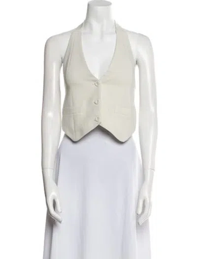 Pre-owned Dissh V-neck Sleeveless Crop Top In White