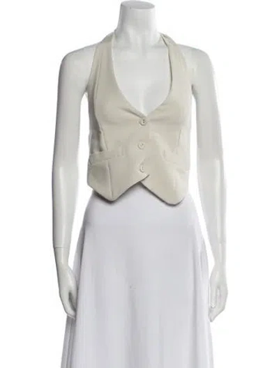 Pre-owned Dissh V-neck Sleeveless Crop Top In White