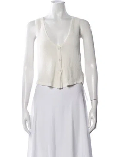 Pre-owned Dissh V-neck Sleeveless Crop Top In White