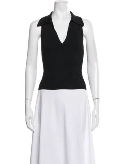 Pre-owned Dissh V-neck Sleeveless Polo In Black