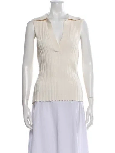 Pre-owned Dissh V-neck Sleeveless Polo W/ Tags In White