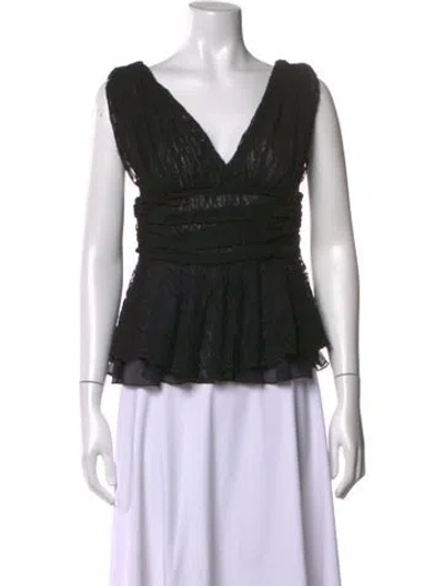 Pre-owned Dissh V-neck Sleeveless Top In Black