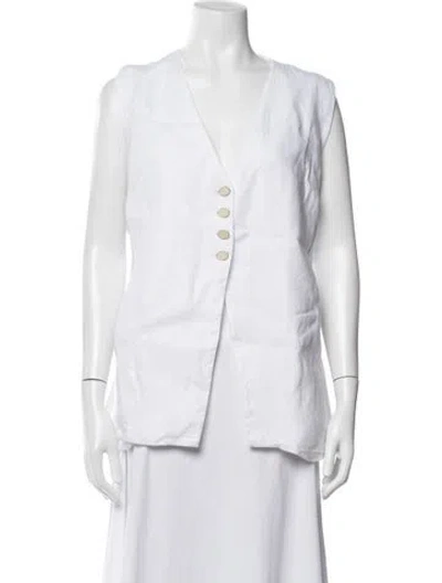 Pre-owned Dissh V-neck Sleeveless Top In White
