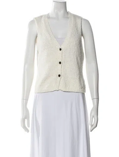 Pre-owned Dissh V-neck Sweater In White