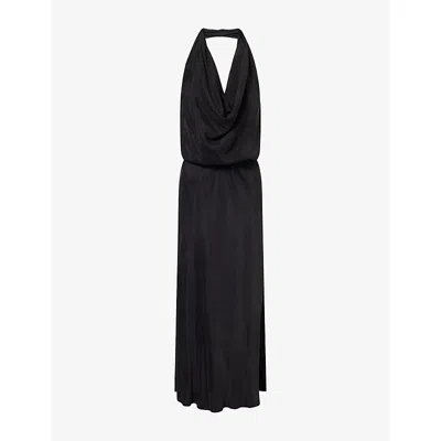 Dissh Womens Adele Cowl-neck Cupro-blend Midi Dress Black