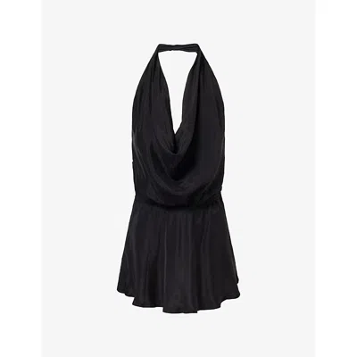 Dissh Womens Adele Cowl-neck Cupro-blend Top Black