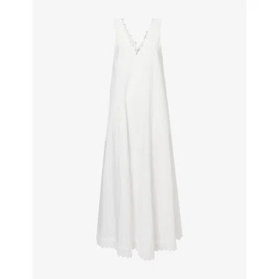 Dissh Womens Annabel Lace-trim Cotton-blend Maxi Dress White
