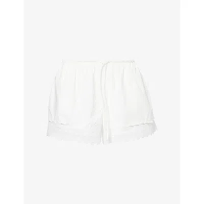Dissh Womens Annabel Lace-trim Cotton-blend Shorts White