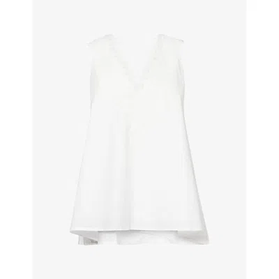 Dissh Womens Annabel Lace-trim Cotton-blend Top White