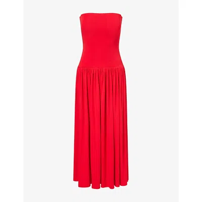 Dissh Womens Aven Strapless Cotton-blend Maxi Dress Red