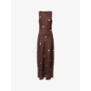 Dissh Womens Bitter Choc Beverly Polka-dot Linen Midi Dress In Brown