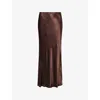 Dissh Womens Charli Satin Maxi Skirt Bitter Choc In Brown